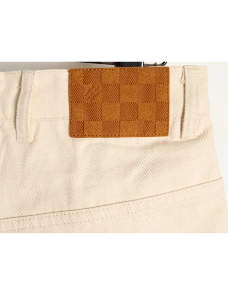 Louis Vuitton Pocket Leather Patch Denim Shorts,Louis Vuitton
