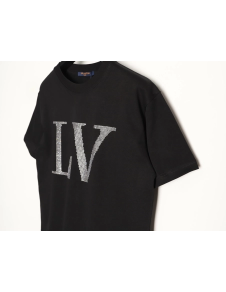 Louis Vuitton Rhinestone Large Logo Short-Sleeve T-Shirt TSK1,Louis Vuitton