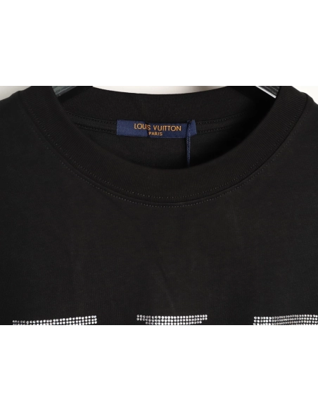 Louis Vuitton Rhinestone Large Logo Short-Sleeve T-Shirt TSK1,Louis Vuitton