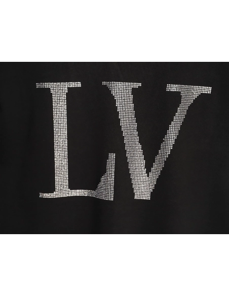 Louis Vuitton Rhinestone Large Logo Short-Sleeve T-Shirt TSK1,Louis Vuitton