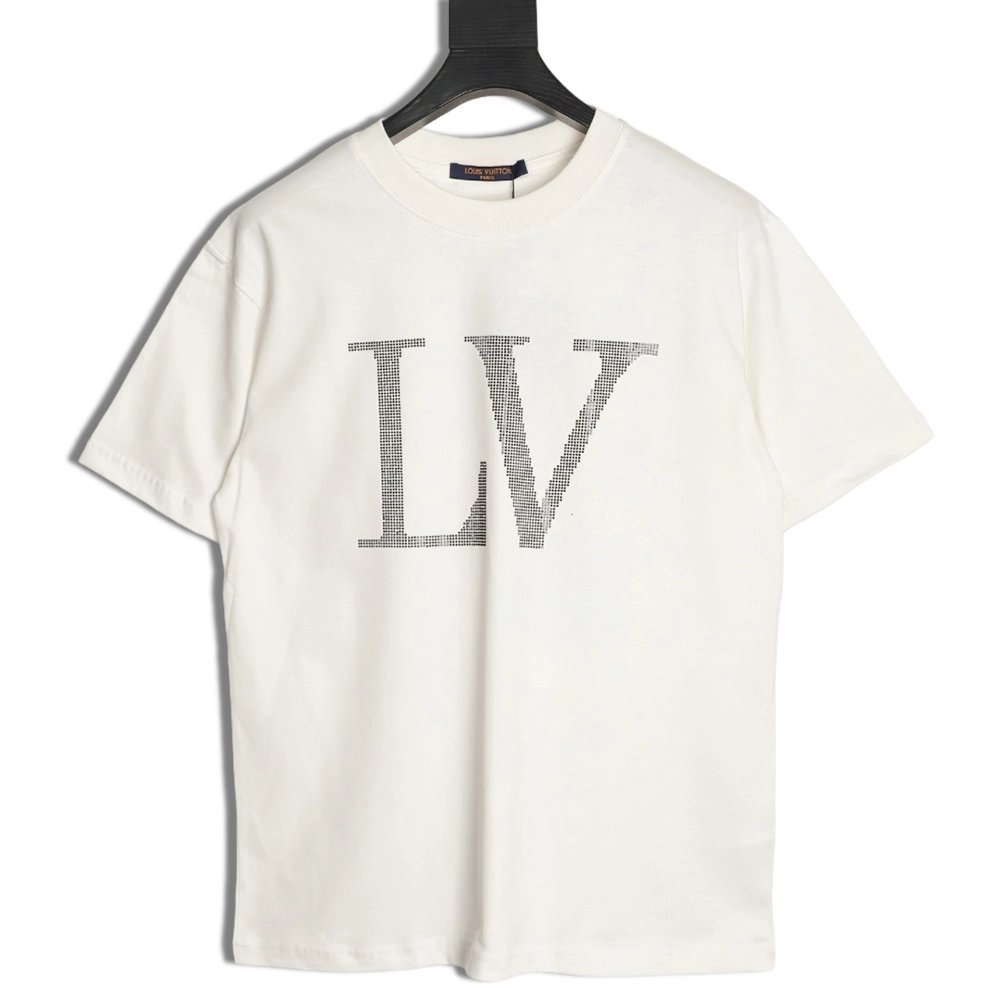 Louis Vuitton Rhinestone Large Logo Short-Sleeve T-Shirt,Louis Vuitton
