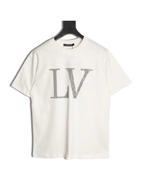 Louis Vuitton Rhinestone Large Logo Short-Sleeve T-Shirt,Louis Vuitton