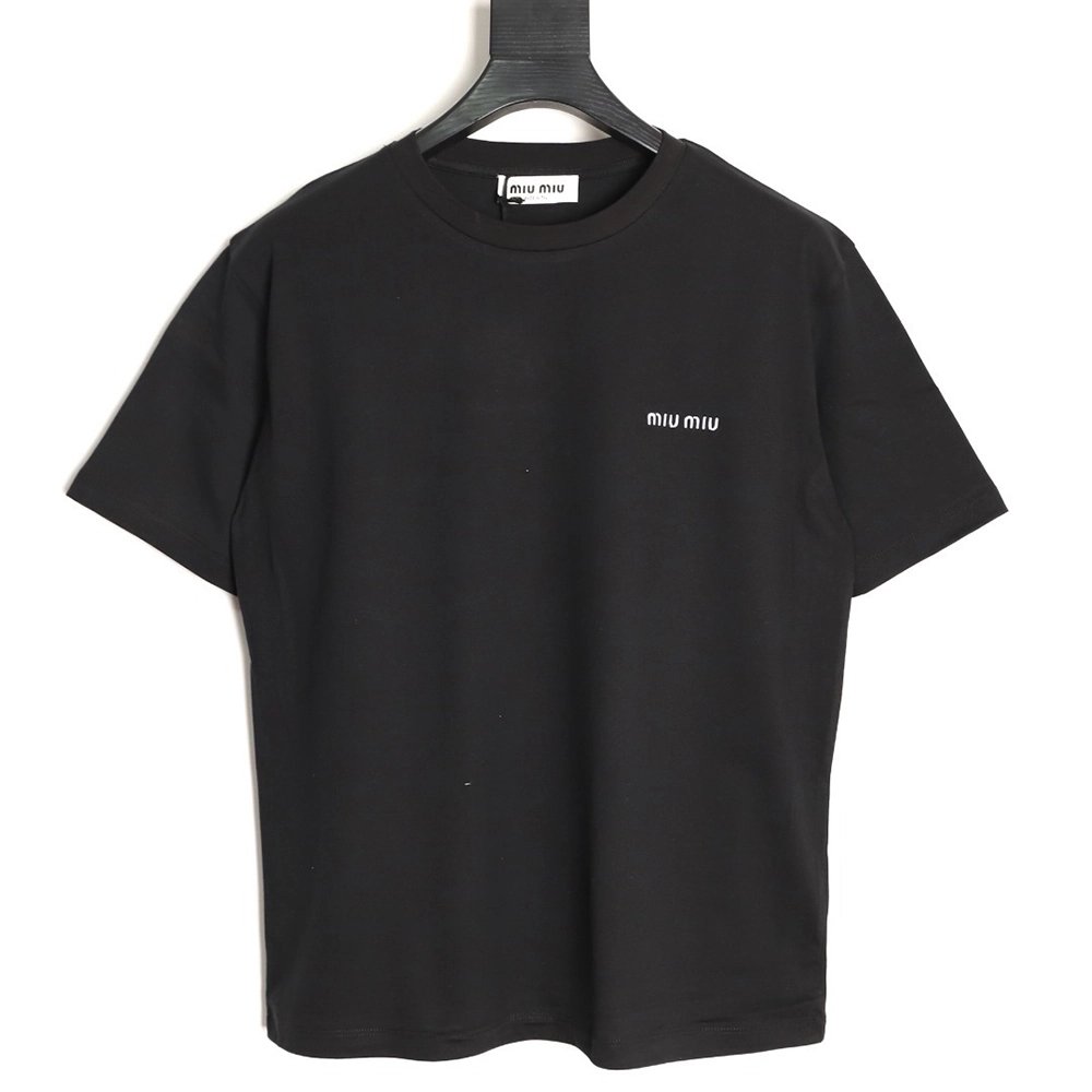 Miu Miu Embroidered Logo Short-Sleeve T-Shirt TSK1,Miu Miu