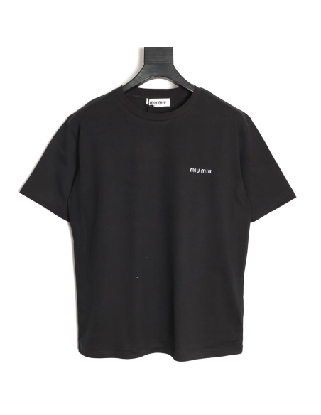 Miu Miu Embroidered Logo Short-Sleeve T-Shirt TSK1,Miu Miu