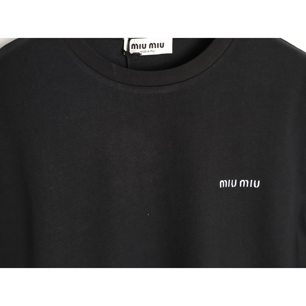 Miu Miu Embroidered Logo Short-Sleeve T-Shirt TSK1,Miu Miu