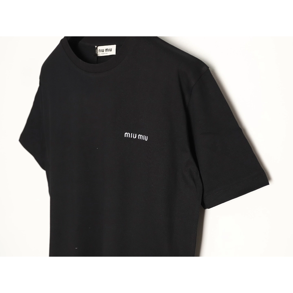 Miu Miu Embroidered Logo Short-Sleeve T-Shirt TSK1,Miu Miu