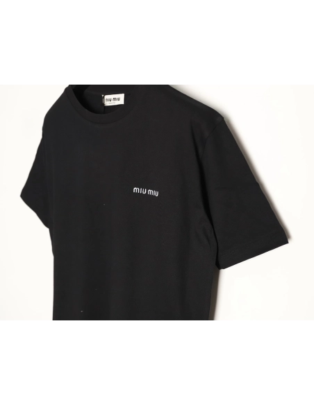 Miu Miu Embroidered Logo Short-Sleeve T-Shirt TSK1,Miu Miu