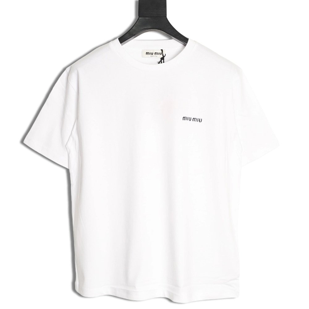 Miu Miu Embroidered Logo Short-Sleeve T-Shirt,Miu Miu
