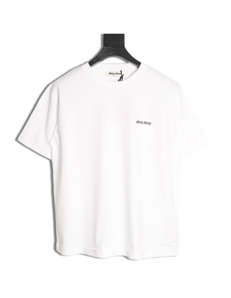 Miu Miu Embroidered Logo Short-Sleeve T-Shirt,Miu Miu