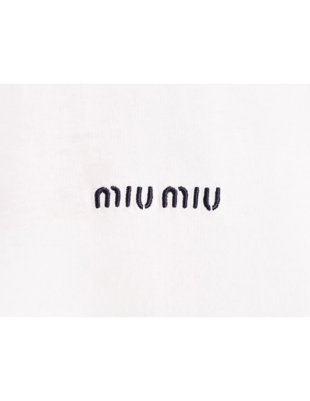 Miu Miu Embroidered Logo Short-Sleeve T-Shirt,Miu Miu
