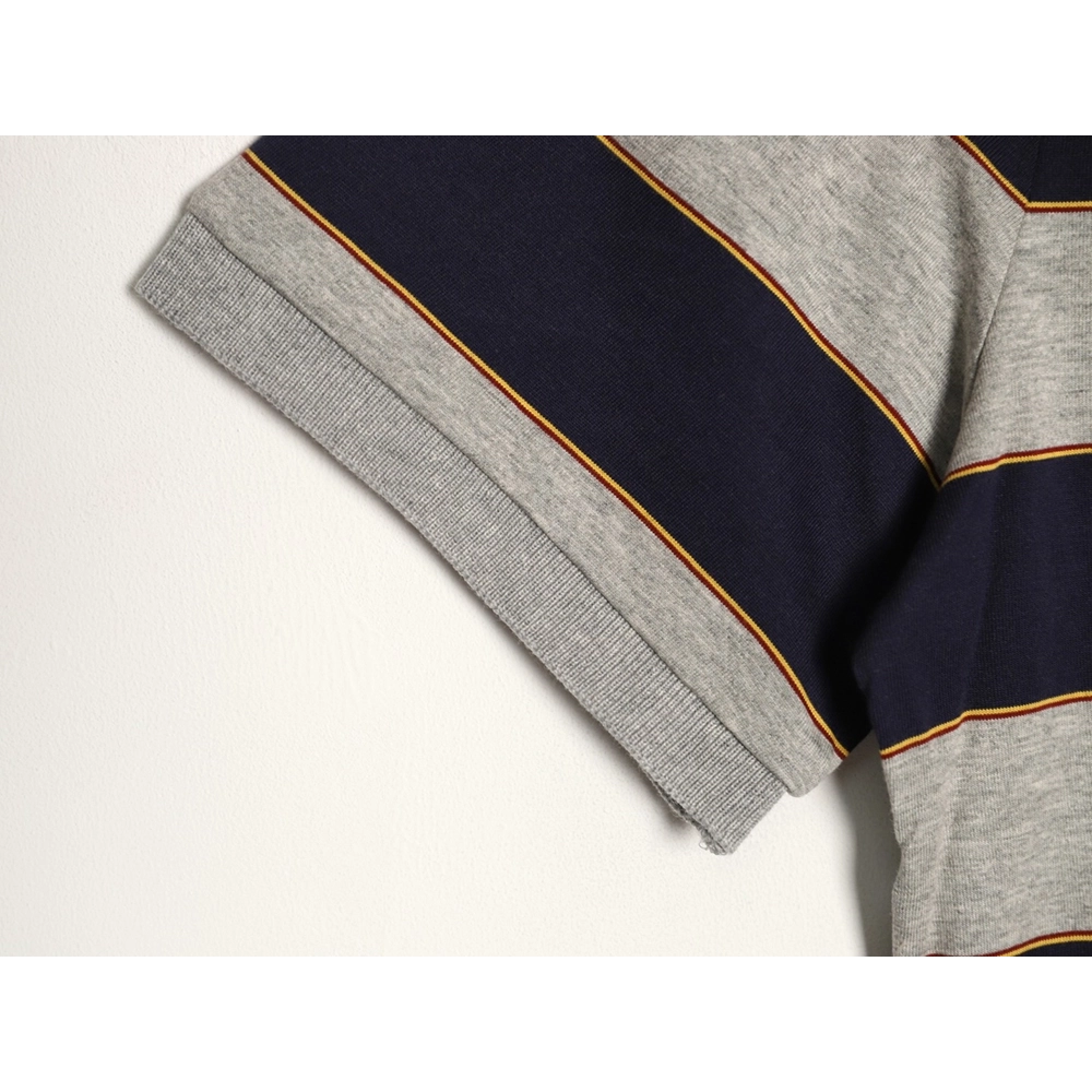 Miu Miu grey-blue striped short-sleeved polo shirt,Miu Miu