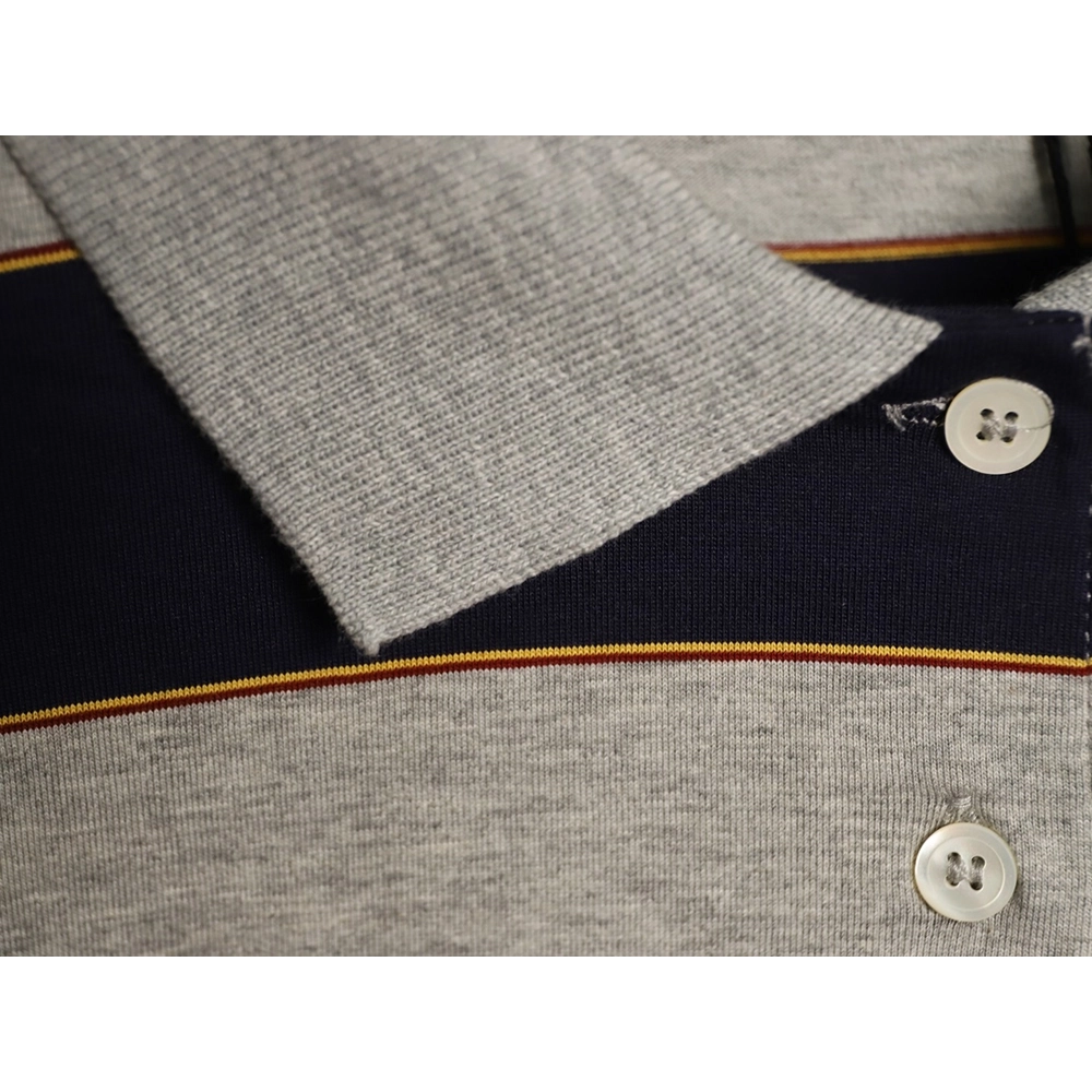 Miu Miu grey-blue striped short-sleeved polo shirt,Miu Miu