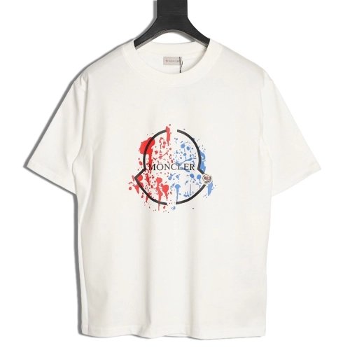 Moncler Colorful Splatter Logo Short-Sleeve T-Shirt,Moncler