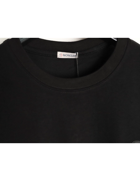 Moncler Embroidered Black Label Logo Short-Sleeve T-Shirt TSK1,Moncler