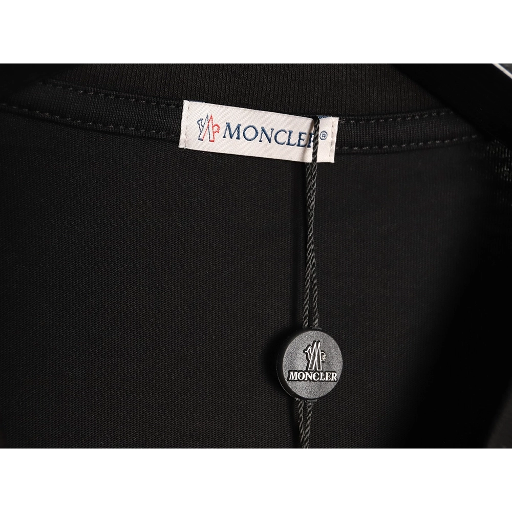 Moncler Embroidered Black Label Logo Short-Sleeve T-Shirt TSK1,Moncler