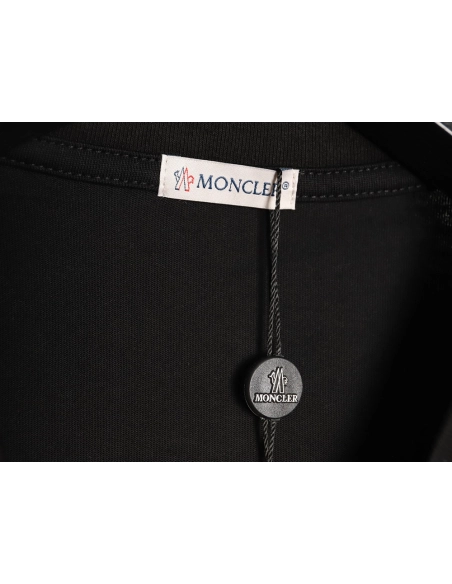 Moncler Embroidered Black Label Logo Short-Sleeve T-Shirt TSK1,Moncler