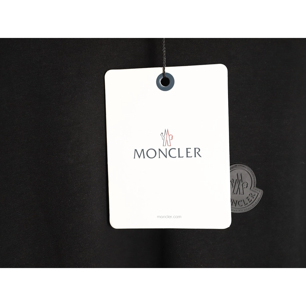 Moncler Embroidered Black Label Logo Short-Sleeve T-Shirt TSK1,Moncler
