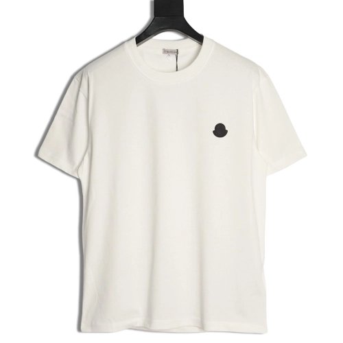 Moncler Embroidered Black Label Logo Short-Sleeve T-Shirt,Moncler