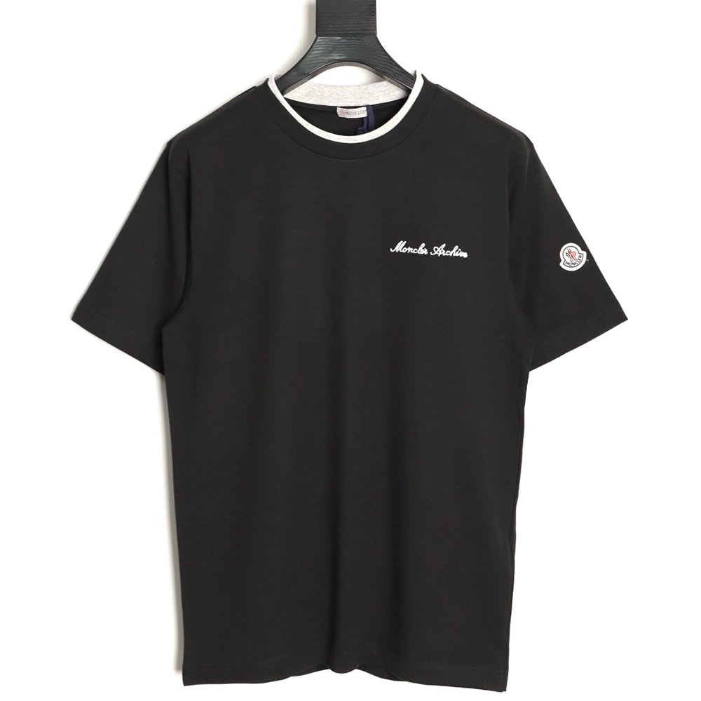 Moncler faux two-piece embroidered logo short-sleeved T-shirt TSK1,Moncler