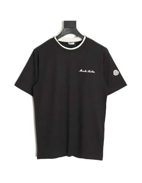Moncler faux two-piece embroidered logo short-sleeved T-shirt TSK1,Moncler