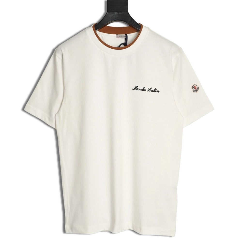 Moncler faux two-piece embroidered logo short-sleeved T-shirt,Moncler
