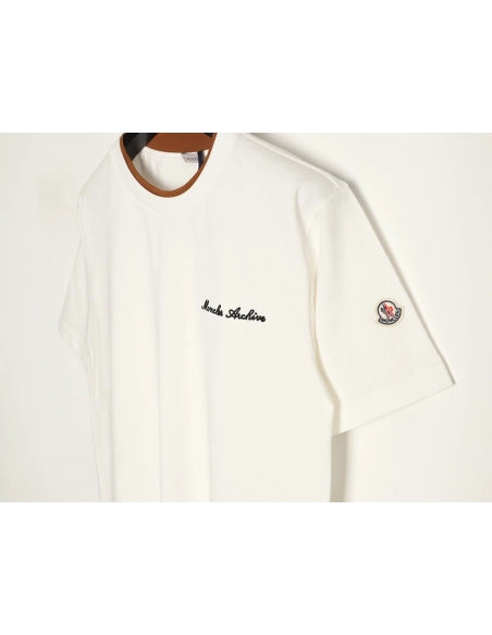 Moncler faux two-piece embroidered logo short-sleeved T-shirt,Moncler
