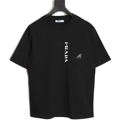 Prada letter print pocket triangle logo short-sleeved T-shirt TSK1,Prada