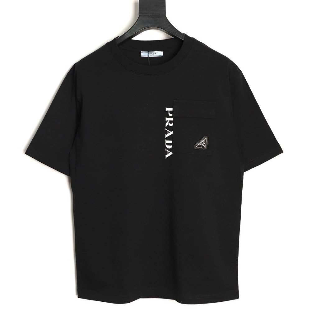 Prada letter print pocket triangle logo short-sleeved T-shirt TSK1,Prada
