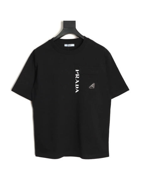 Prada letter print pocket triangle logo short-sleeved T-shirt TSK1,Prada