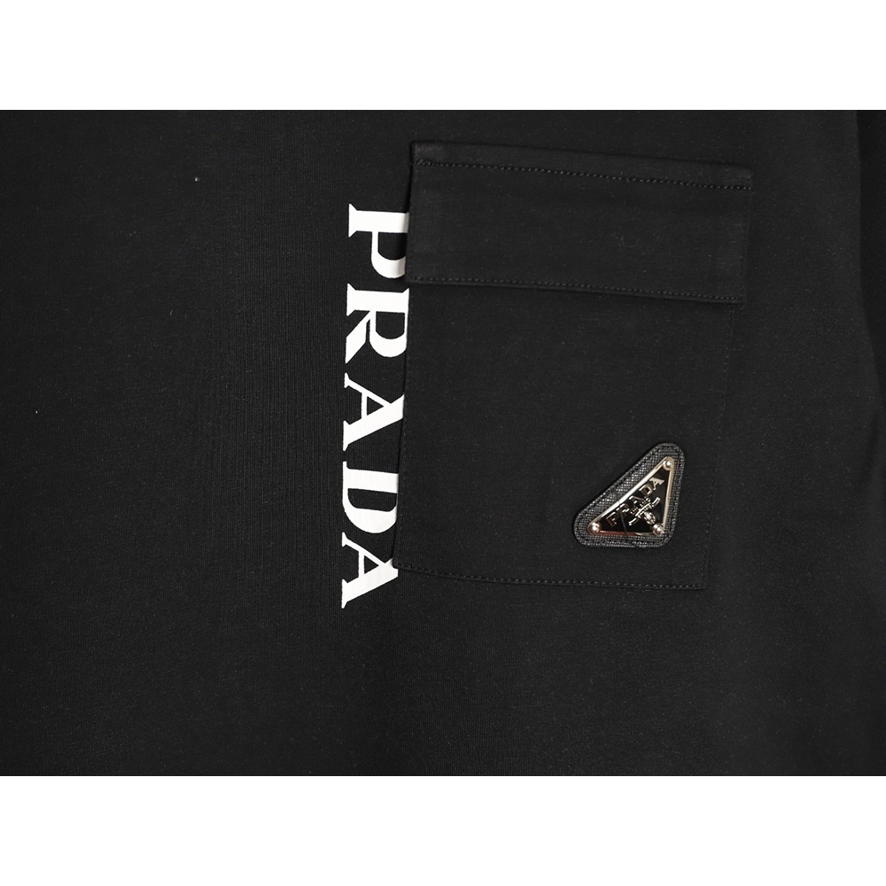 Prada letter print pocket triangle logo short-sleeved T-shirt TSK1,Prada