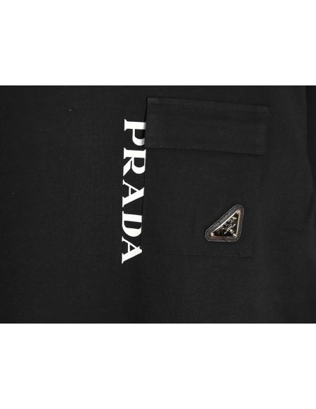 Prada letter print pocket triangle logo short-sleeved T-shirt TSK1,Prada