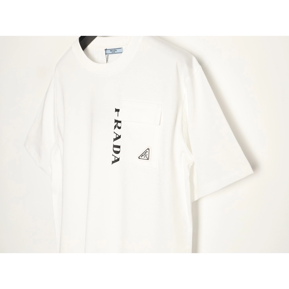 Prada letter print pocket triangle logo short-sleeved T-shirt,Prada