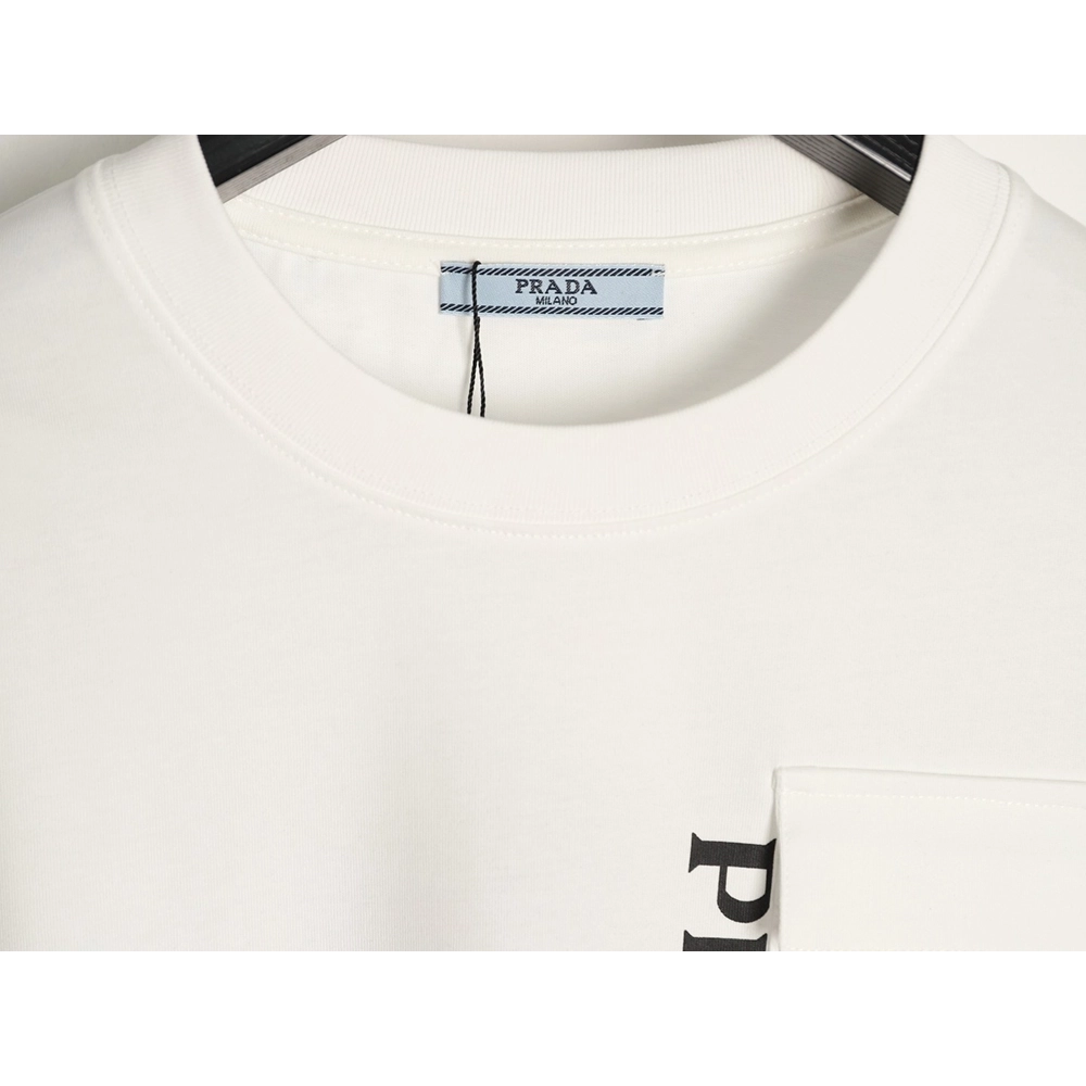 Prada letter print pocket triangle logo short-sleeved T-shirt,Prada