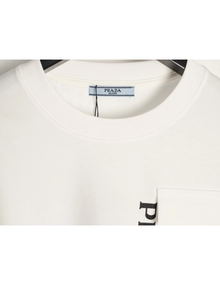 Prada letter print pocket triangle logo short-sleeved T-shirt,Prada