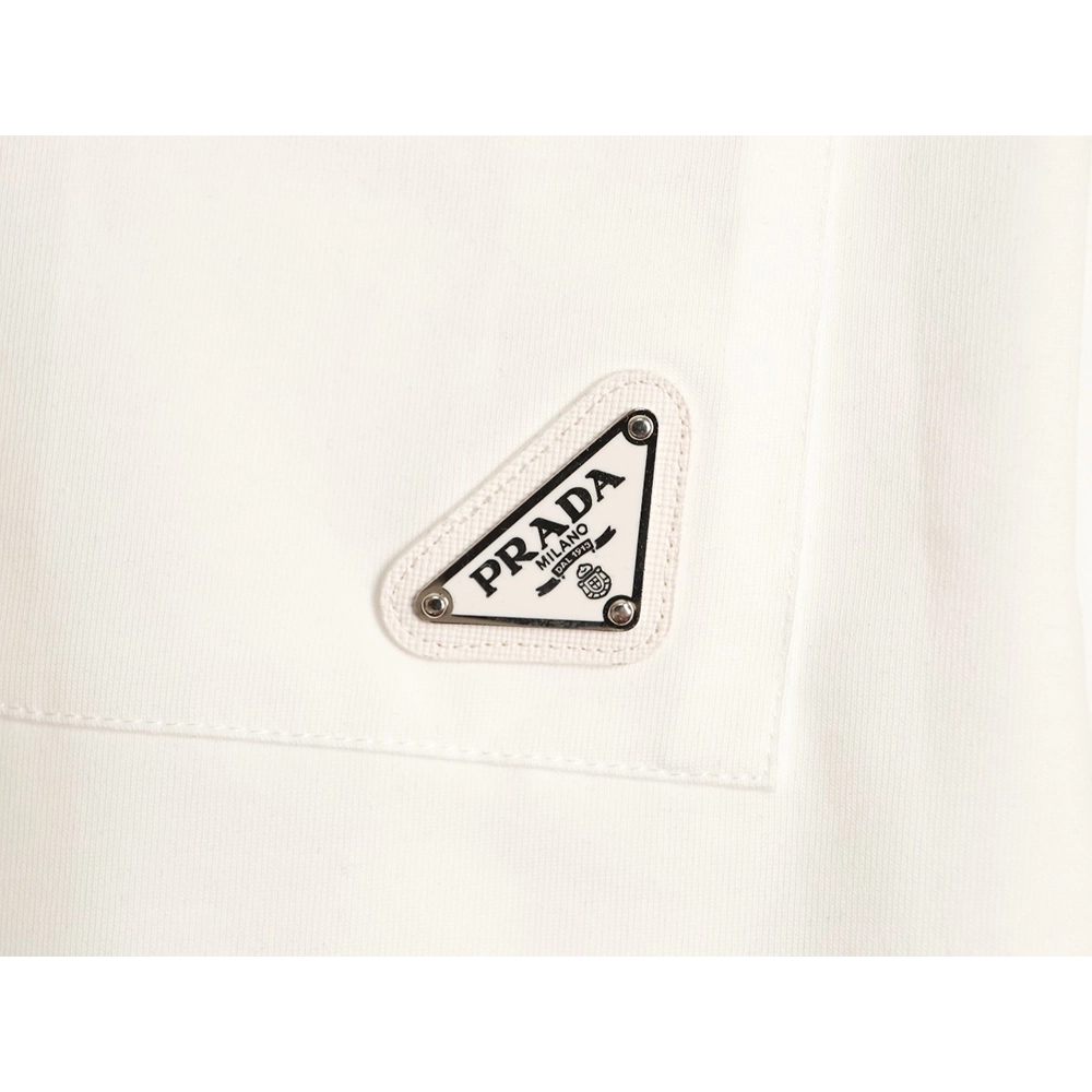 Prada letter print pocket triangle logo short-sleeved T-shirt,Prada