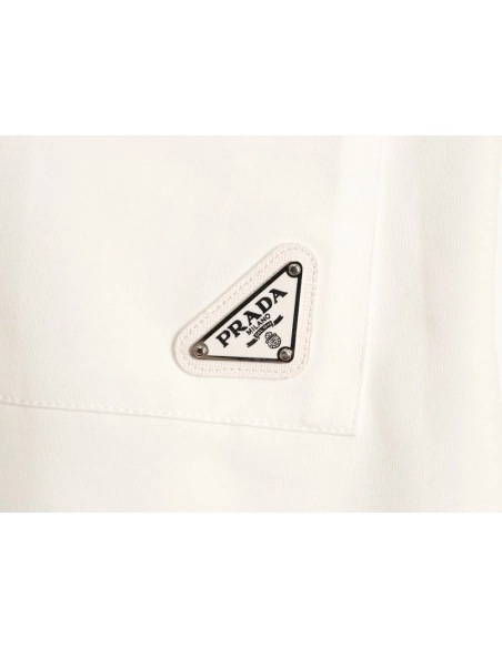 Prada letter print pocket triangle logo short-sleeved T-shirt,Prada