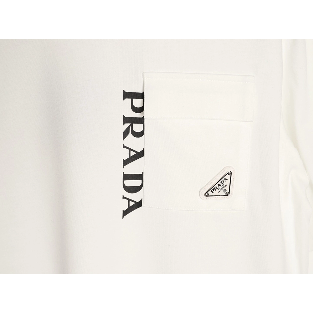 Prada letter print pocket triangle logo short-sleeved T-shirt,Prada