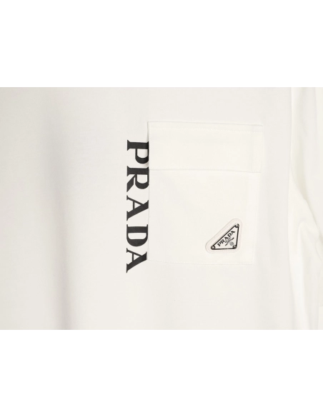 Prada letter print pocket triangle logo short-sleeved T-shirt,Prada