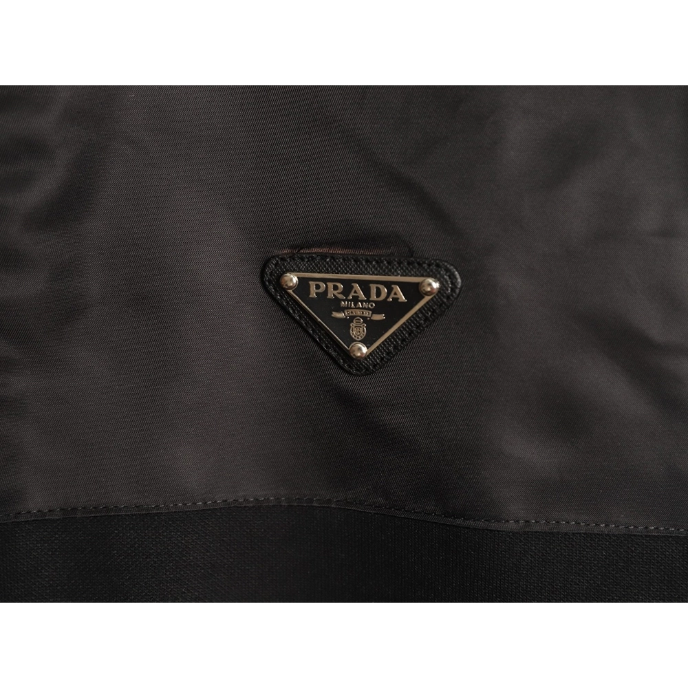 Prada Nylon Panelled Half-Zip Hoodie Jacket TSK1,Prada
