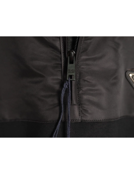 Prada Nylon Panelled Half-Zip Hoodie Jacket TSK1,Prada