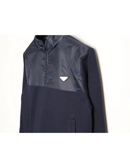 Prada Nylon Panelled Half-Zip Hoodie Jacket,Prada