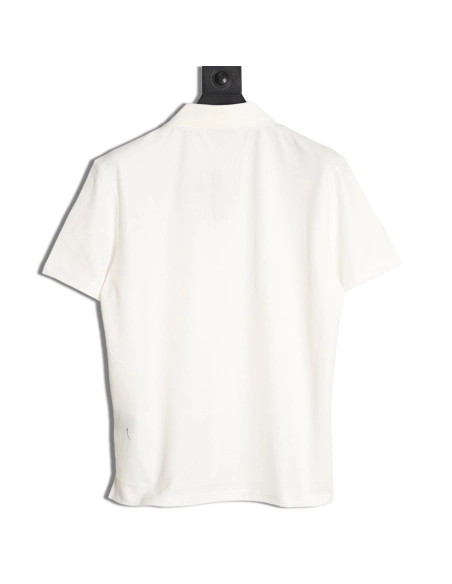 Prada Short-Sleeve Polo Shirt with Silver-Stamped Lettering on Cuffs,Prada