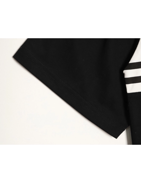 Prada striped patchwork triangular logo short-sleeved T-shirt TSK1,Prada