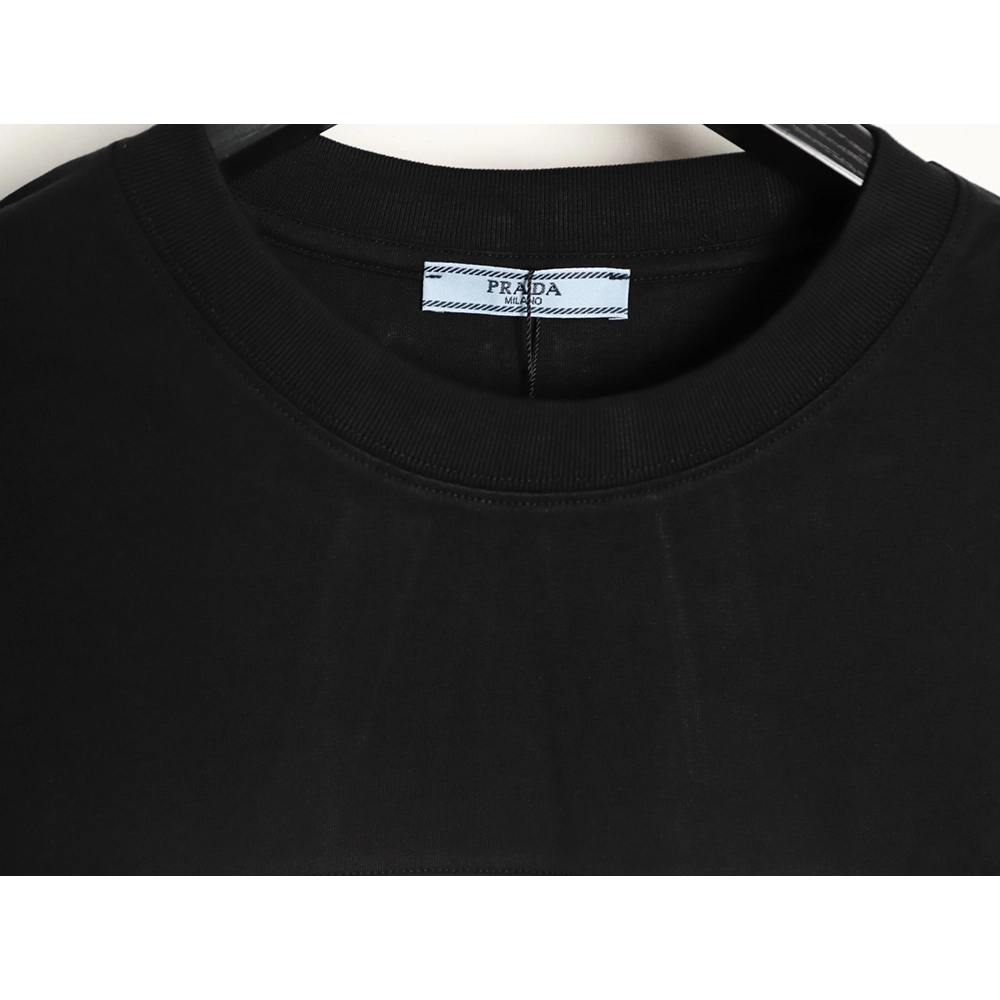 Prada striped patchwork triangular logo short-sleeved T-shirt TSK1,Prada