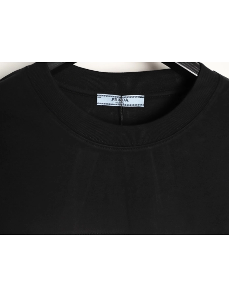Prada striped patchwork triangular logo short-sleeved T-shirt TSK1,Prada