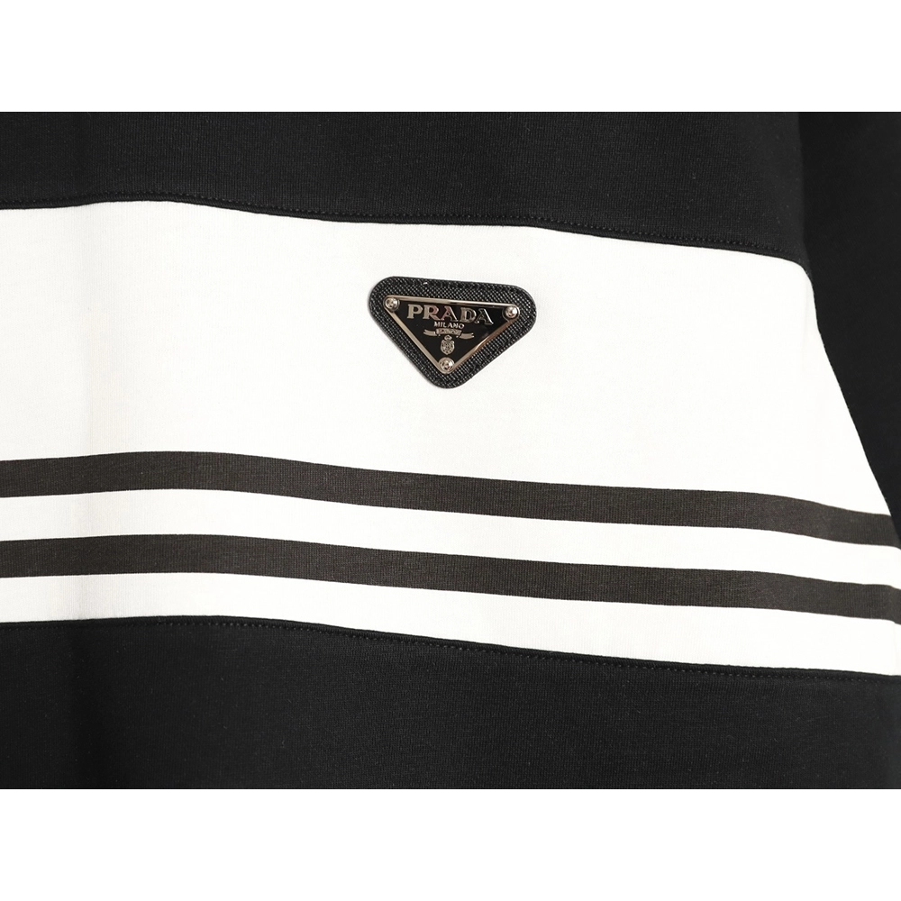 Prada striped patchwork triangular logo short-sleeved T-shirt TSK1,Prada