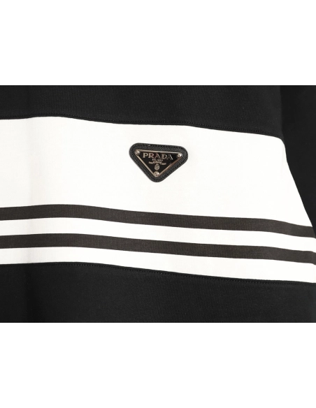 Prada striped patchwork triangular logo short-sleeved T-shirt TSK1,Prada