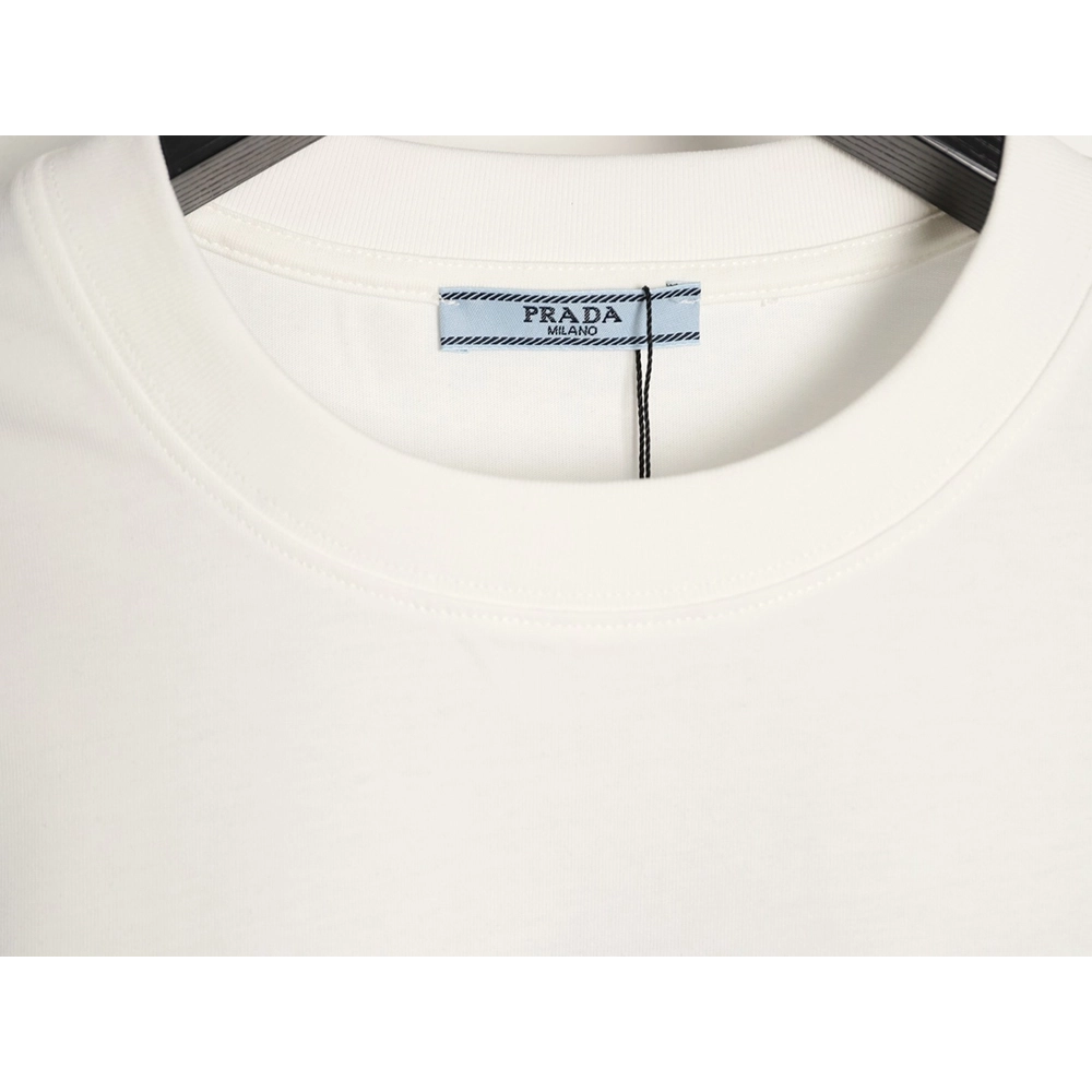 Prada striped patchwork triangular logo short-sleeved T-shirt,Prada