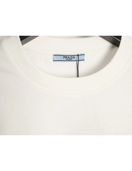Prada striped patchwork triangular logo short-sleeved T-shirt,Prada