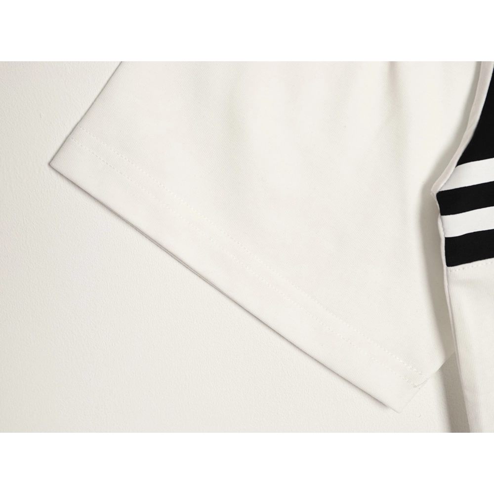 Prada striped patchwork triangular logo short-sleeved T-shirt,Prada